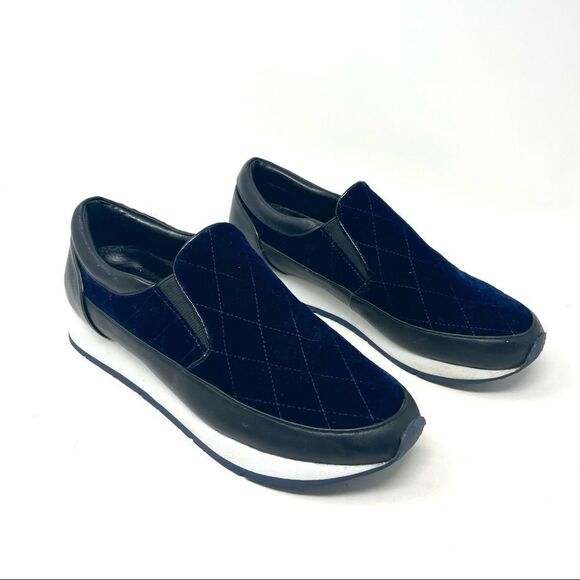 DONALD J. Pliner Ronie Navy Velvet Diamond Quilt Slip-On Sneakers Size 5.5 - Picture 7 of 11